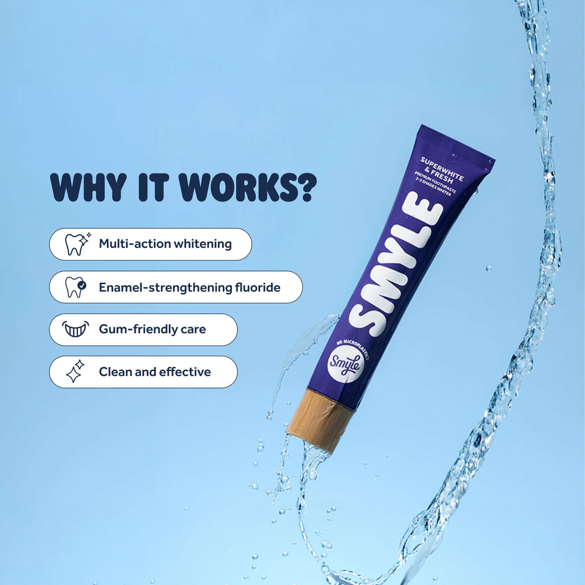 Smyle tube de dentifrice blancheur - 80ml - Smyle tube de dentifrice blancheur - 80ml